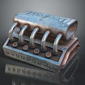 Heavy Duty Tire with Rusty Metal Casing Silver Pipes and Round Bolt Holes Design